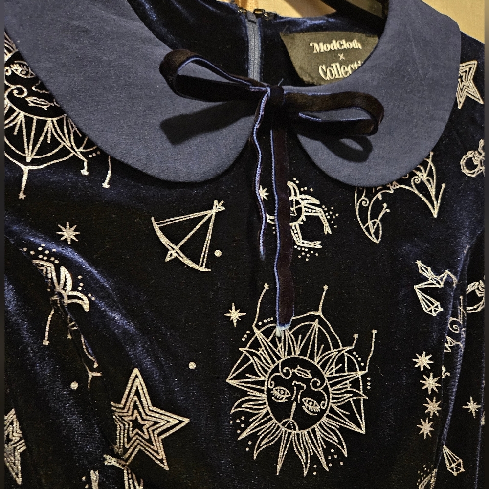 Zodiac Velour Velvet Dress - Modcloth x Collectif